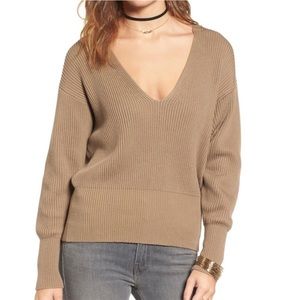 Free People Tan V-Neck Sweater
